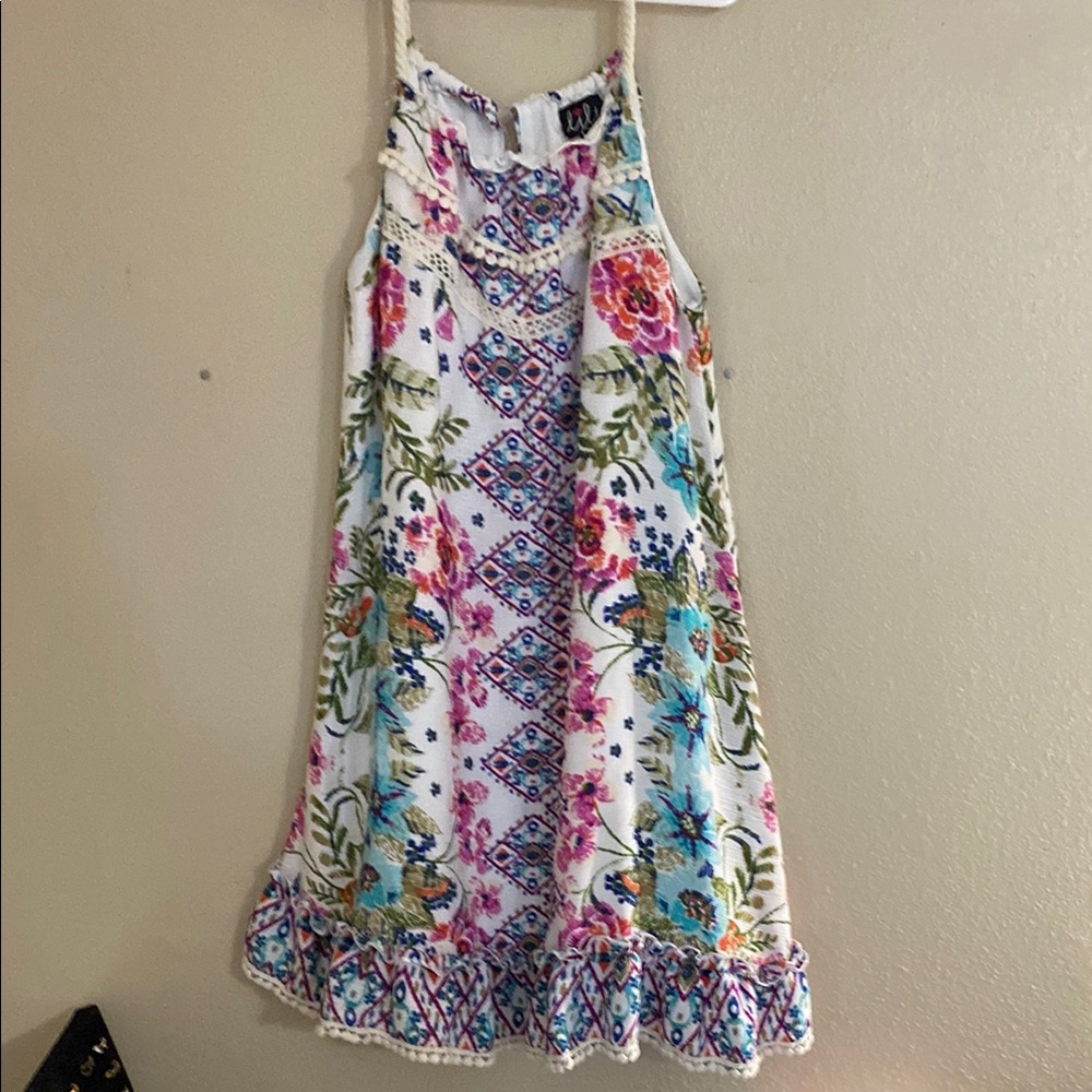 Lilt White and Pink Halter Sundress Casual